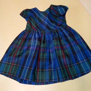 Ralph Lauren Blue Plaid Taffeta-like dress - Size 9m